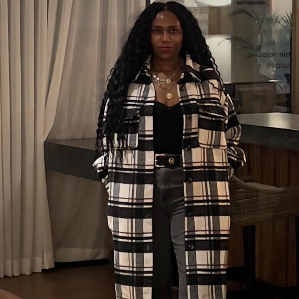 Flannel Shirt Jacket In White and Black